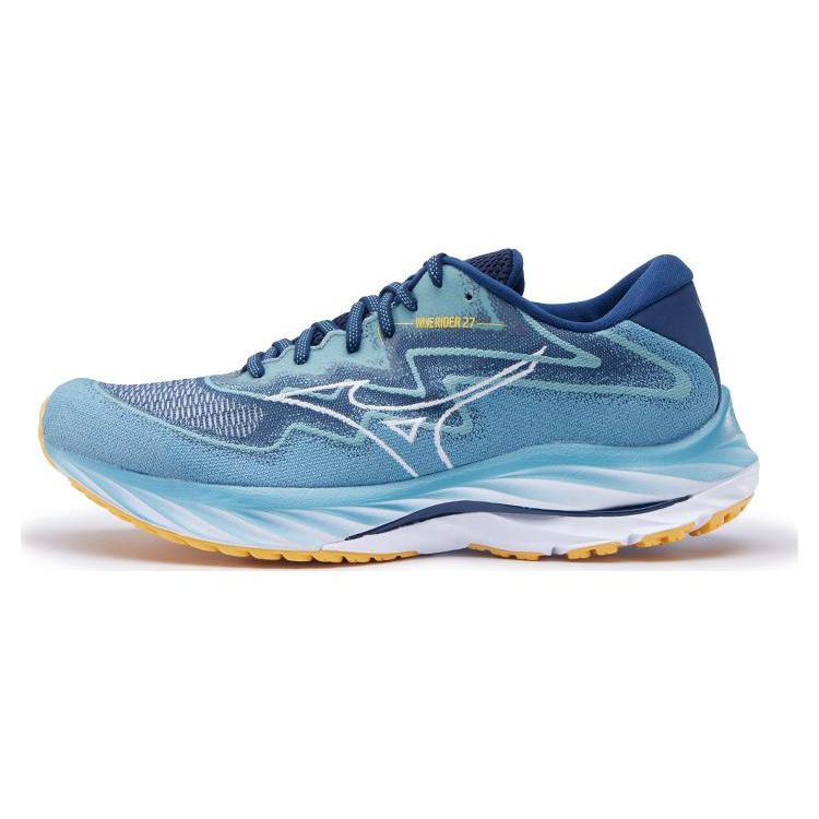 Mizuno Wave Rider 27 Lightweight Comfortable Fabric Shock Absorption Durable Resilience Low-Top Running Shoes Men Sneaker Blue J1GC237504
