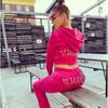 Autumn and winter fashion hot diamond velvet sports leisure suit two-piece set