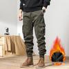 Men's High-Quality Autumn/Winter Jogger Pants - Plus Velvet, Thickened, Multi-Pocket, Trendy Workwear Style