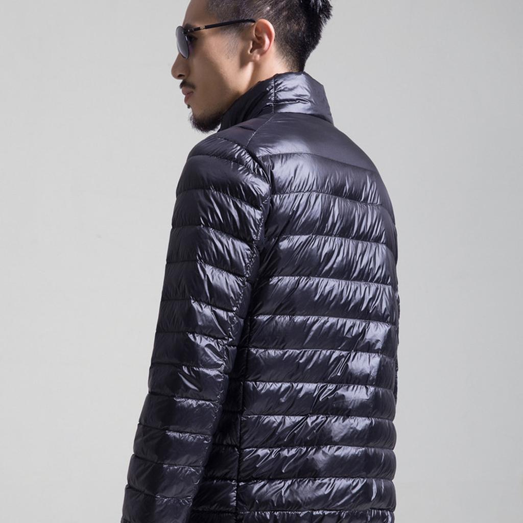 Ny Lätt Dunjacka för Herrar, Vinterrock med Ståkrage, Varm Jacka i Större Storlek för Herrar, Lätt Ytterplagg