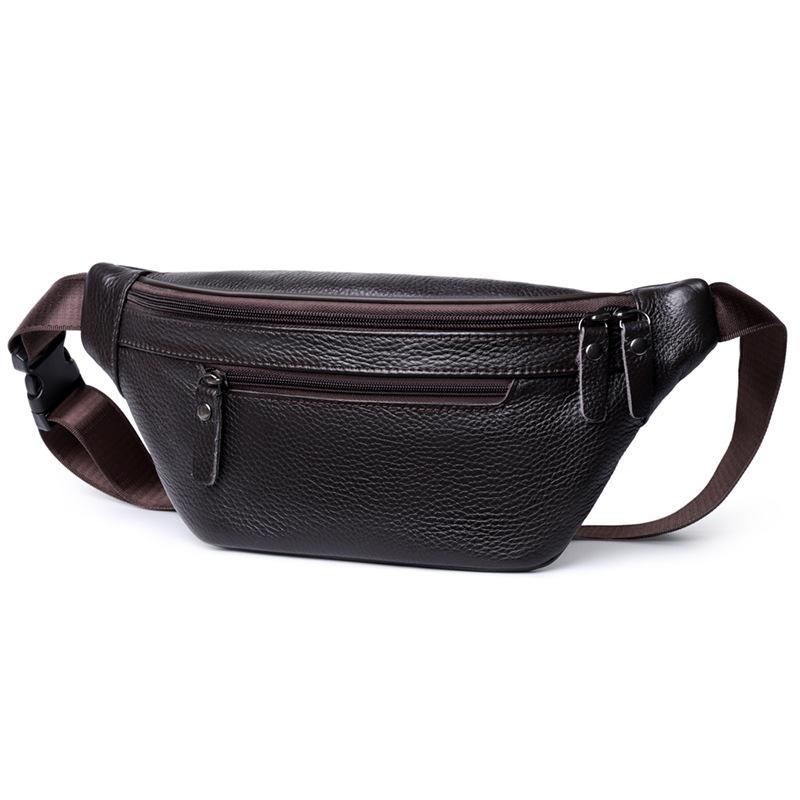 Leather Waist Bag for Men Casual Crossbody Fanny Pack with Adjustable Belt
