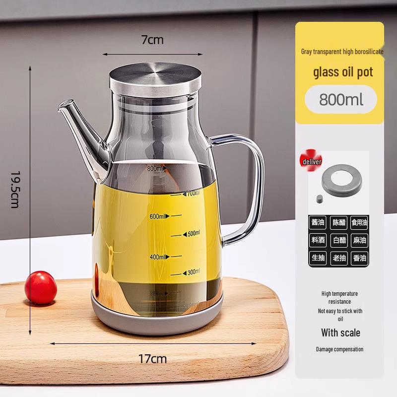 Glass Oil Dispenser: Leak-Proof, Precise Measurement for Cooking Oils, Soy Sauce, or Vinegar. Perfect for Your Kitchen.