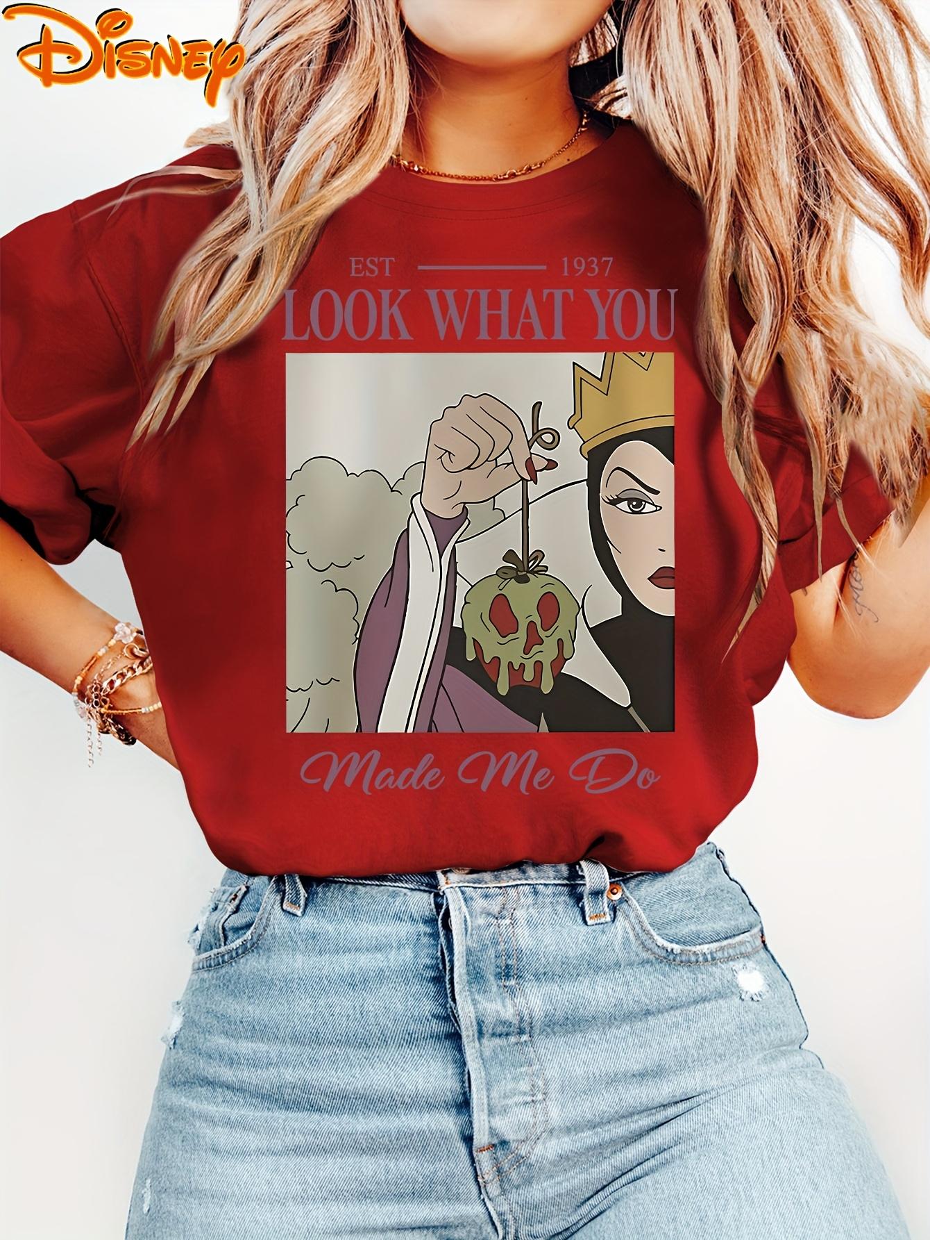 

MINISO Disney Snow White Evil Queen Series T Shirt Vintage Womens Men Tees Short Sleeve Oversized Couple Tops Streetwear Casual S