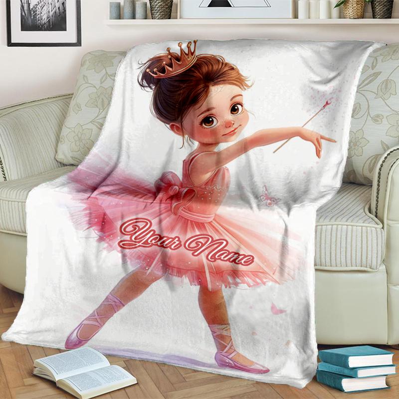 1PC Custom Name Princess Pink Flannel blankets Patterns Throw Blanket All-Season Soft Gift for Couch, Bed, Camping gifts