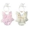 Delicate Lace Baby Bodysuit with Butterfly Design Newborns Photography Costume Polyester Fabric for 0-1 Month Girls