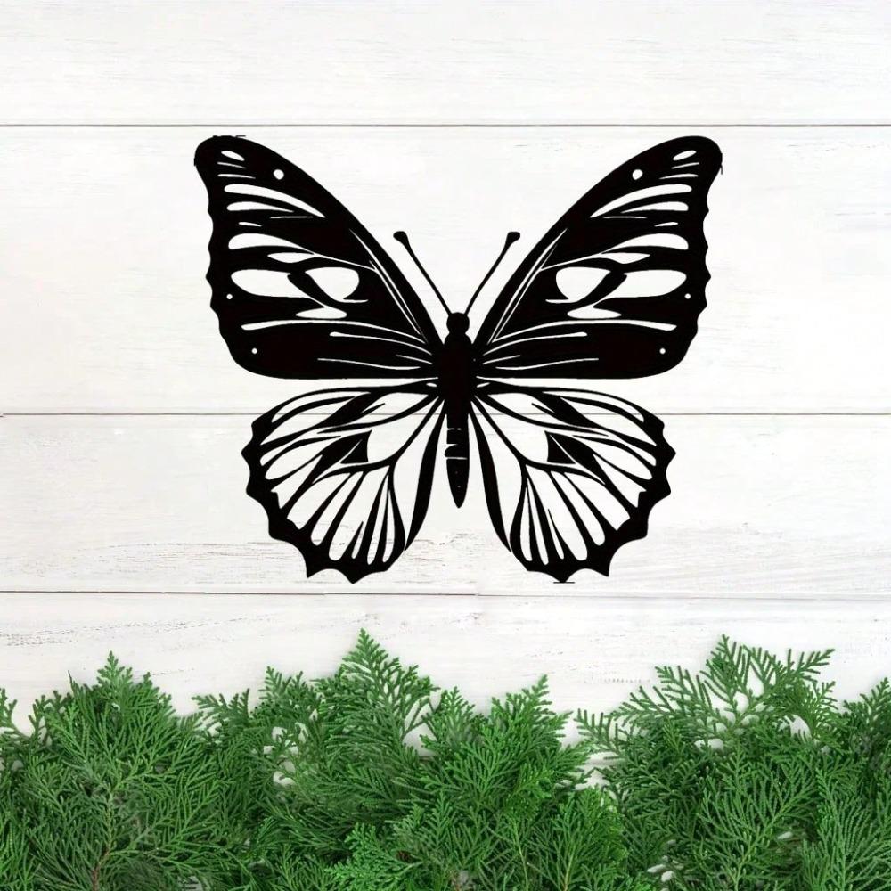 1pc Elegant Metal Butterfly Wall Art Decor, Outdoor Large Garden Art, Housewarming Decoration, Modern Home Decorative Hangings