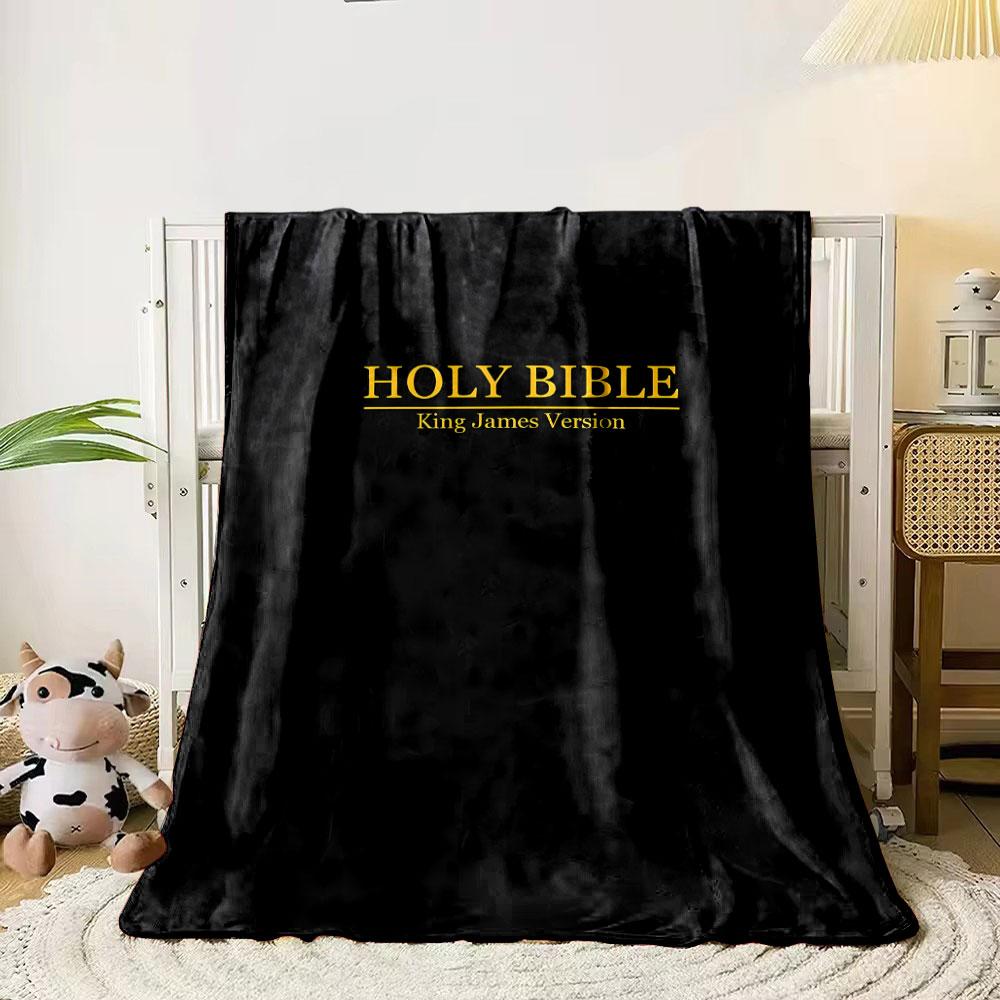 Bible Verse Print Dark Style Throw Blanket Printed Blanket for Living Room Bed Couch lunch break Soft Cozy Blanket for Friend's festival Gift