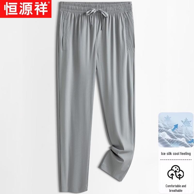 

Hengyuanxiang Men s Ice Silk Straight Leg Casual Pants L