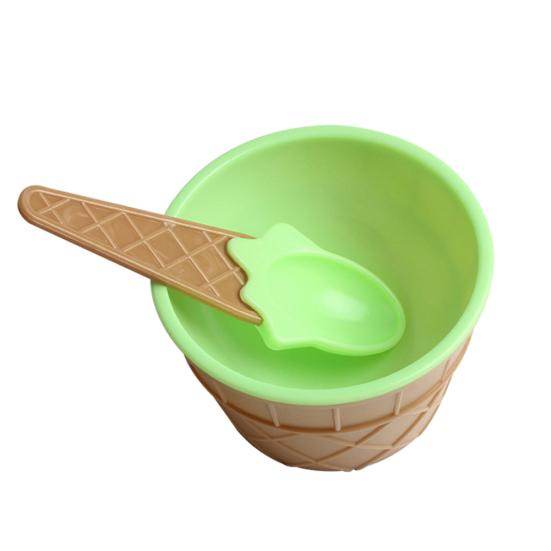 

2 шт. Прекрасная миска для десерта с мороженым, ложка, столовая посуда, детская вечеринка, столовые приборы зелёный