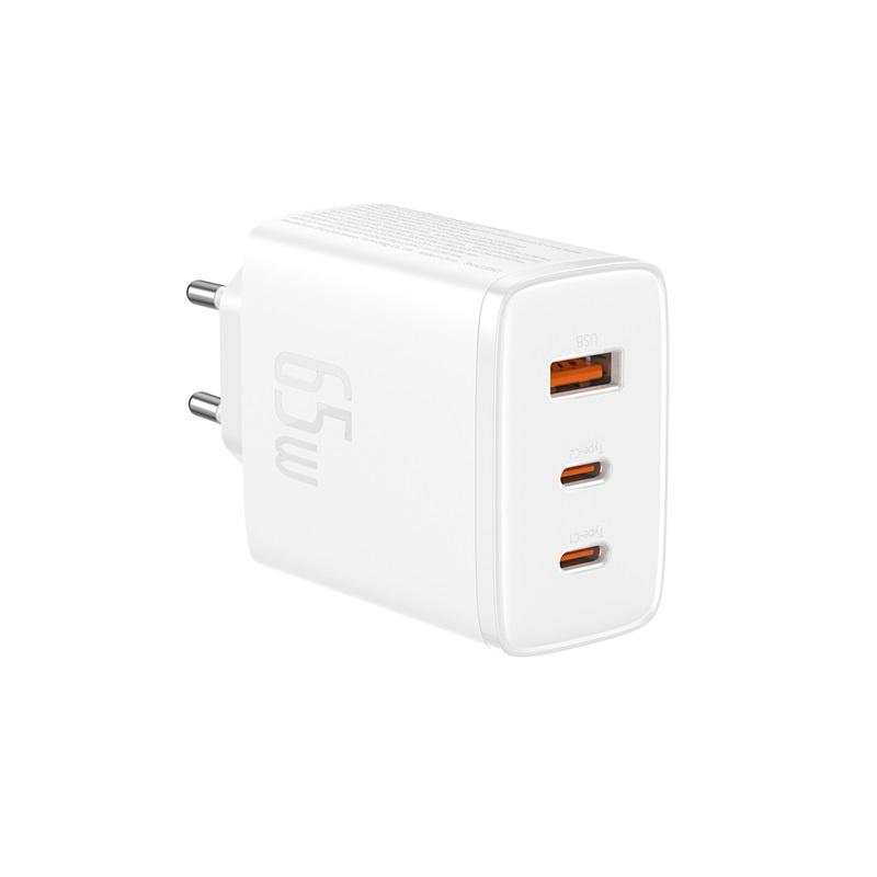Baseus Cube Pro GaN 65W Charger - White | Dual USB-C & USB-A Ports for Fast Charging