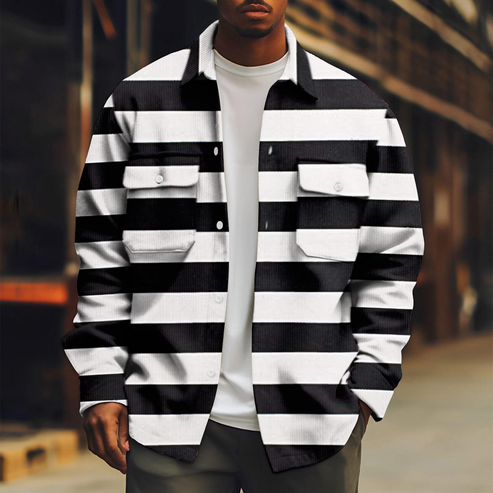 

Мужская спортивная куртка на пуговицах с длинными рукавами, повседневная модная куртка с лацканами с принтом L чёрный