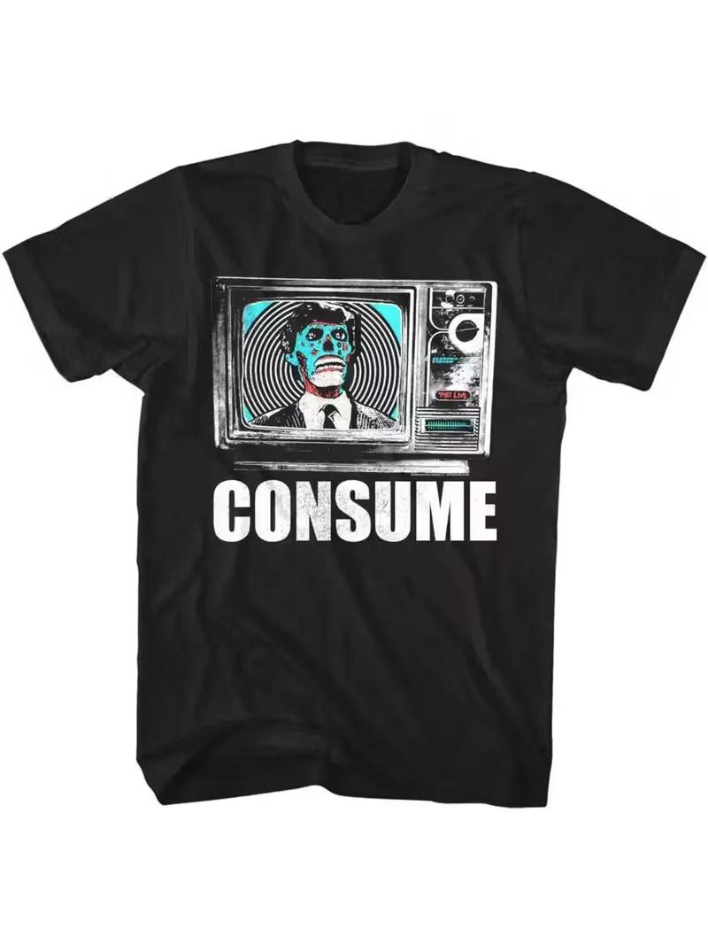 T-Shirt Homme They Live Consume TV - Tee Décontracté à Col Rond Toutes XXXL