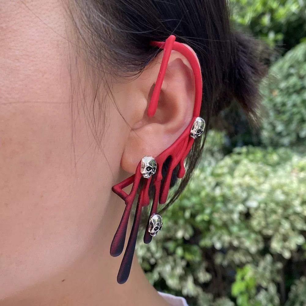 Irregular Halloween Ear Clip Gothic Single Ear Cuff Fashionable Water Drop Ear Clip  Ear Jewelry