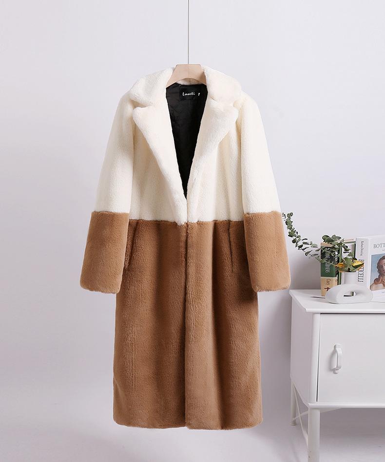 Fur jacket extended large size women's imitation rabbit fur coat to keep warm in winter