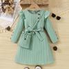Girls' new French slim dress autumn red long-sleeved bow lace red cross-body bag