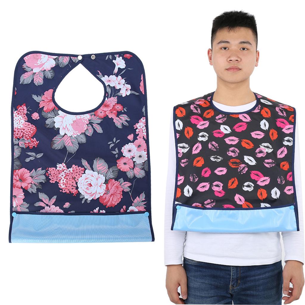 Adult Waterproof Mealtime Bib Double Layer Elder Dinning Clothes Protector