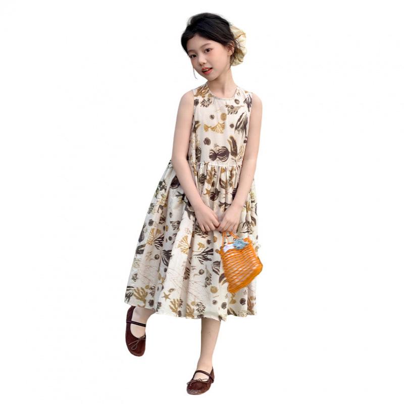 Girls' 2026 Summer Floral Spaghetti Strap Dress - High-End, Stylish Tank Top Dress