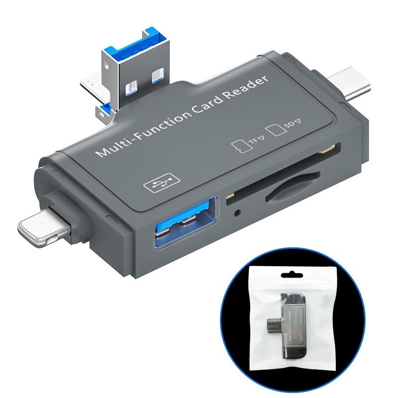 Multi-Function 7-in-1 OTG Card Reader for USB, Type-C, Android, and Computers