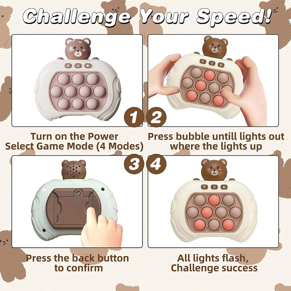 Quick Push Bubble Game Machine, Light Up Handheld Squeeze Stress Relief Toys for 3+ Boys Girls Kids Adults 4 Modes