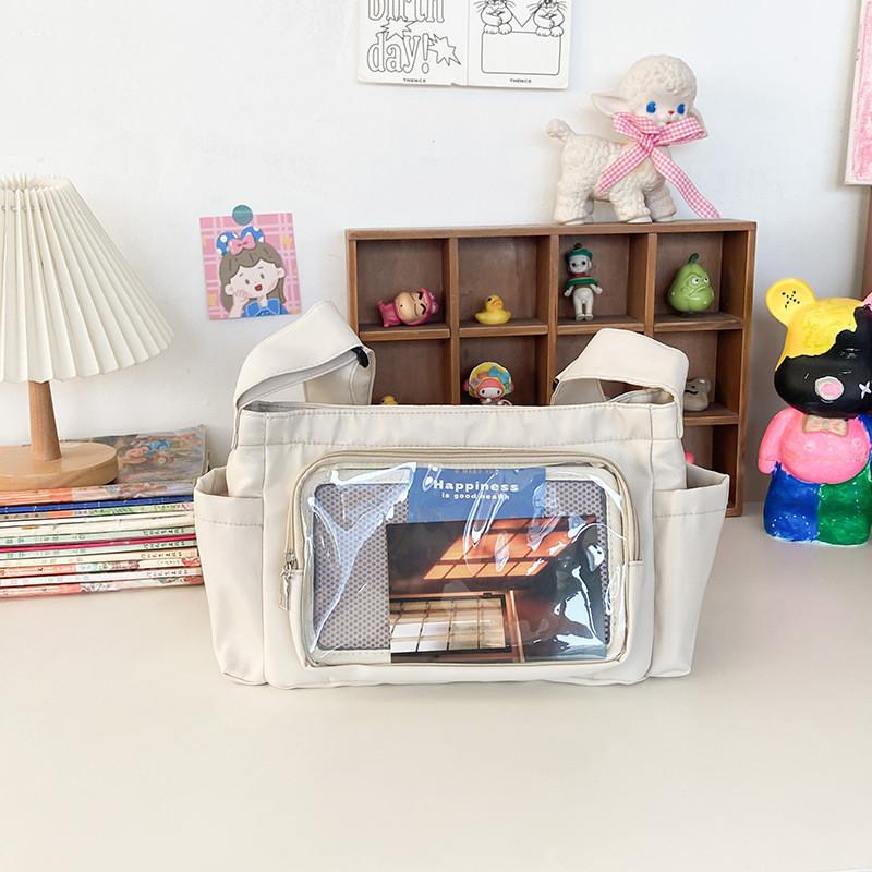 

Cute Simple Nylon Shoulder Bag With Cartoon Design Perfect For Daily Commuting OffWhite