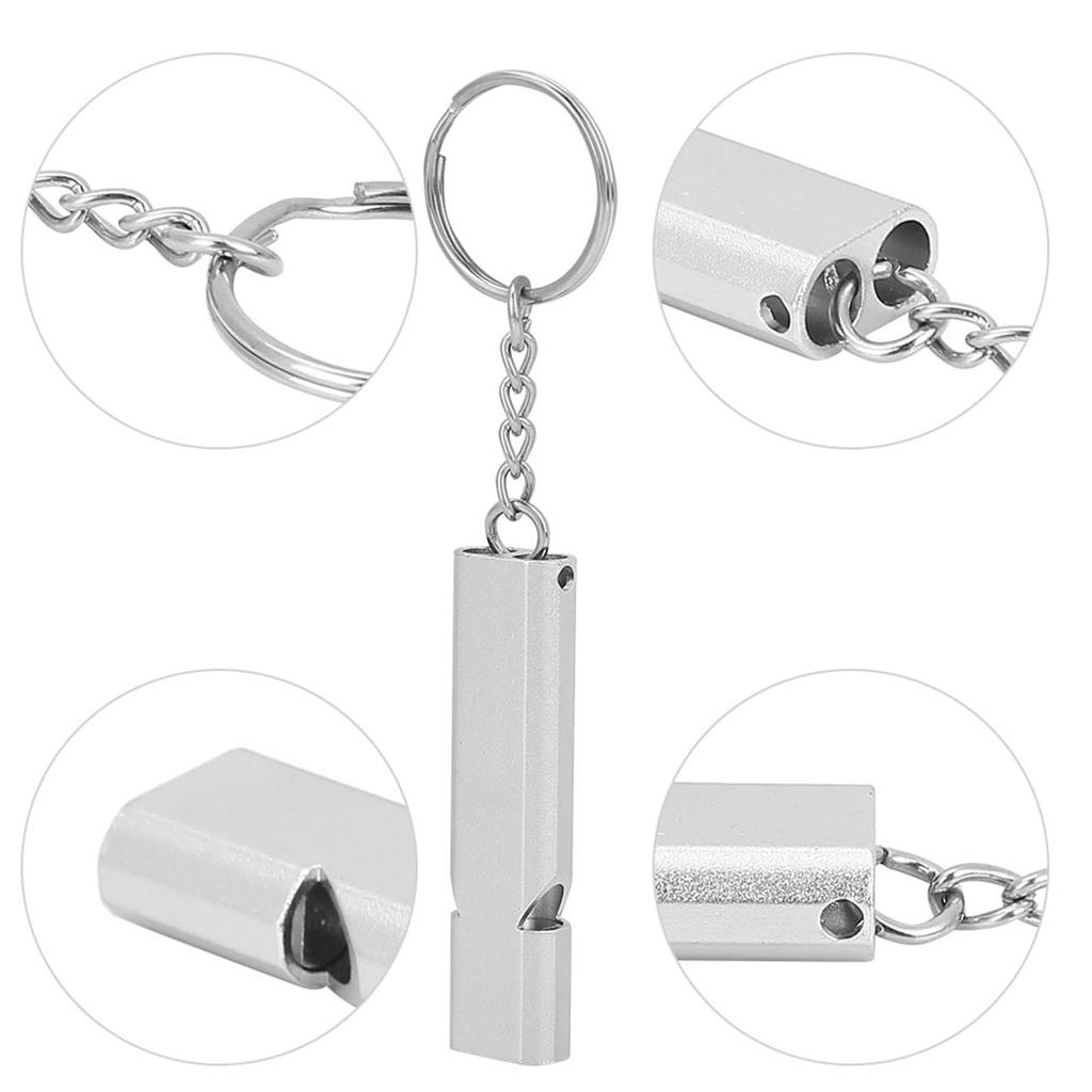 5 Stück Aluminiumlegierung Doppelrohr Pfeife Lebensrettung Notfall Outdoor Überlebenswerkzeug(Silber)