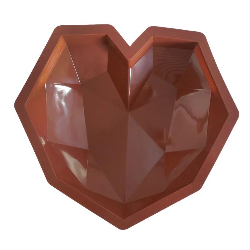 Herzförmige Silikon-Kuchenform, Silikon-Backform für Gebäck, 3D-Diamant-Herzform, Kuchen, Mousse, Schokolade, Silikon-Gebäckformen