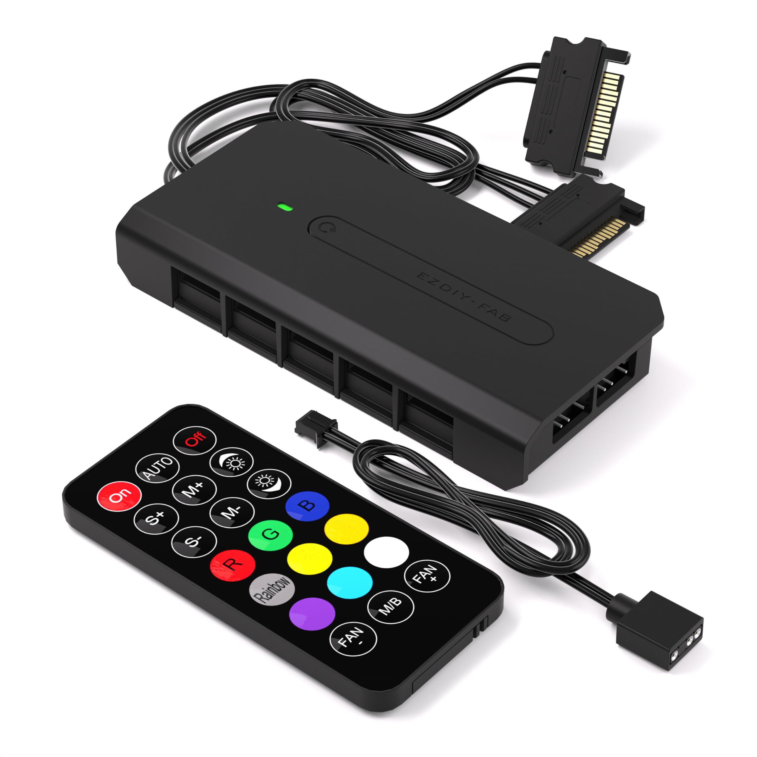 

ARGB Fan Hub for PC Case 10 Port RGB Supports 6 Pin EZ ARGB 2X 5V 3 Pin Ports for ARGB SATA Power Input Fan Hub Cable Management with Motherboard Sync