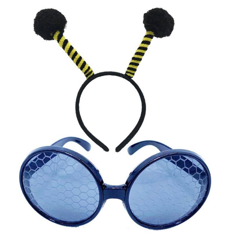 

Antennae Headband Honeybee Theme Glasses Antennae Set Cartoon Hairband for Stage Kids Costume Halloween Accessories
