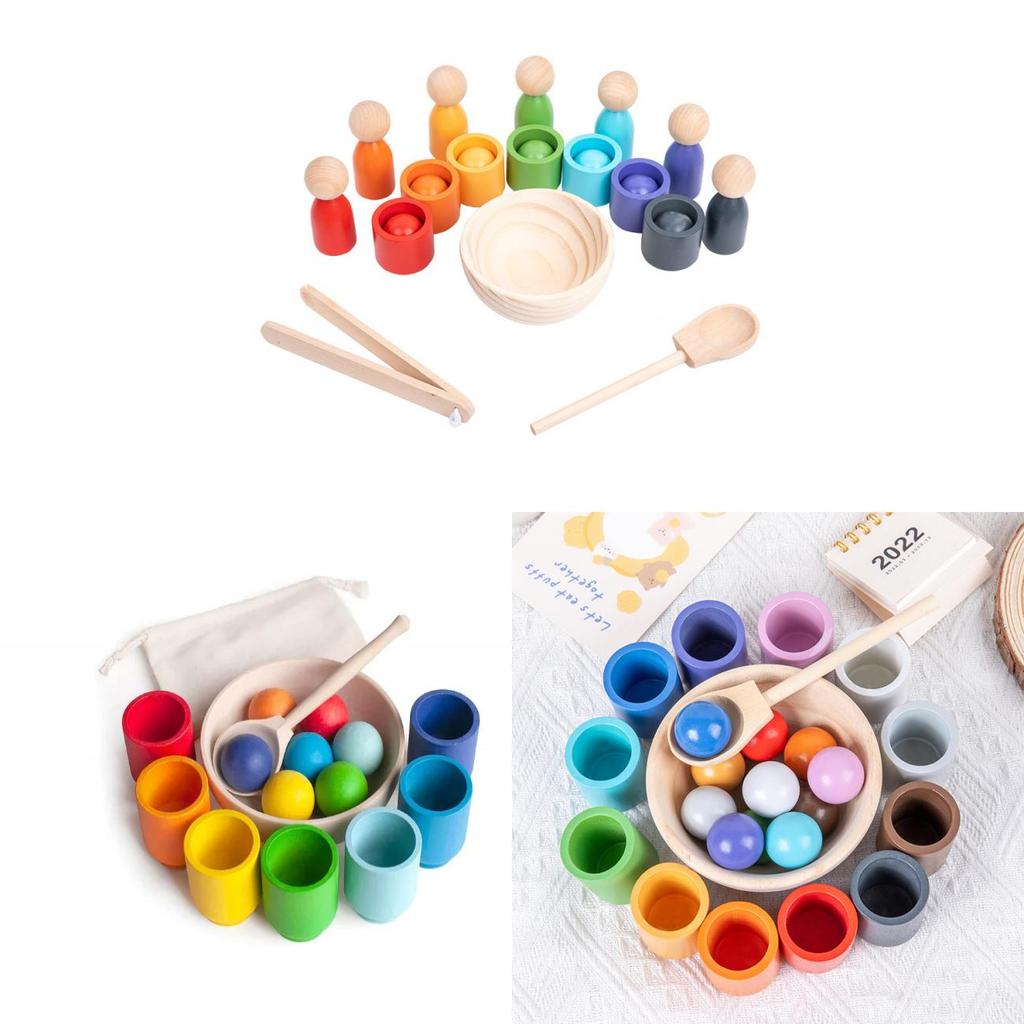 Holz Baby Farb-Zuordnungsspielzeug mit Sortierbecher für die Früherziehung Entwicklung