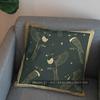 2D Flying Birds With Green And Gold Pattern Pillow Cover Pattern Cushion Cover Suitable For Sofa Bedroom Car Pillow Cover