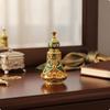 Polished Ornate Glass Perfume Bottle with Metal Decoration Antique Vintage