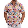 Floral print short-sleeve casual shirt, stylish and comfortable for daily wear.