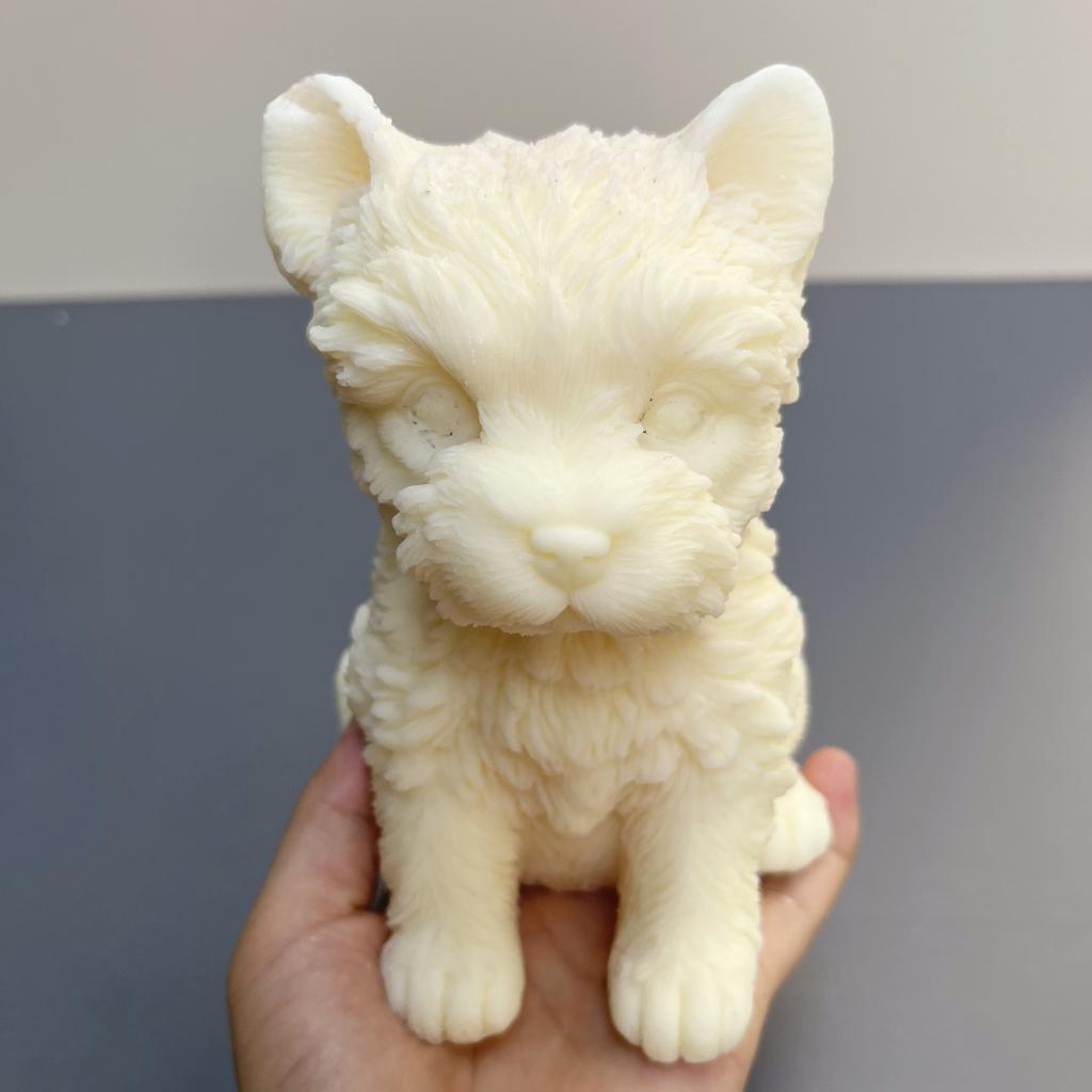 2025 3D Large Vertical Ears Lying Down Dog Candle Silicone Mold Pet Dog Resin Mold Teddy Dog Concrete Gypsum Molds Home Decor