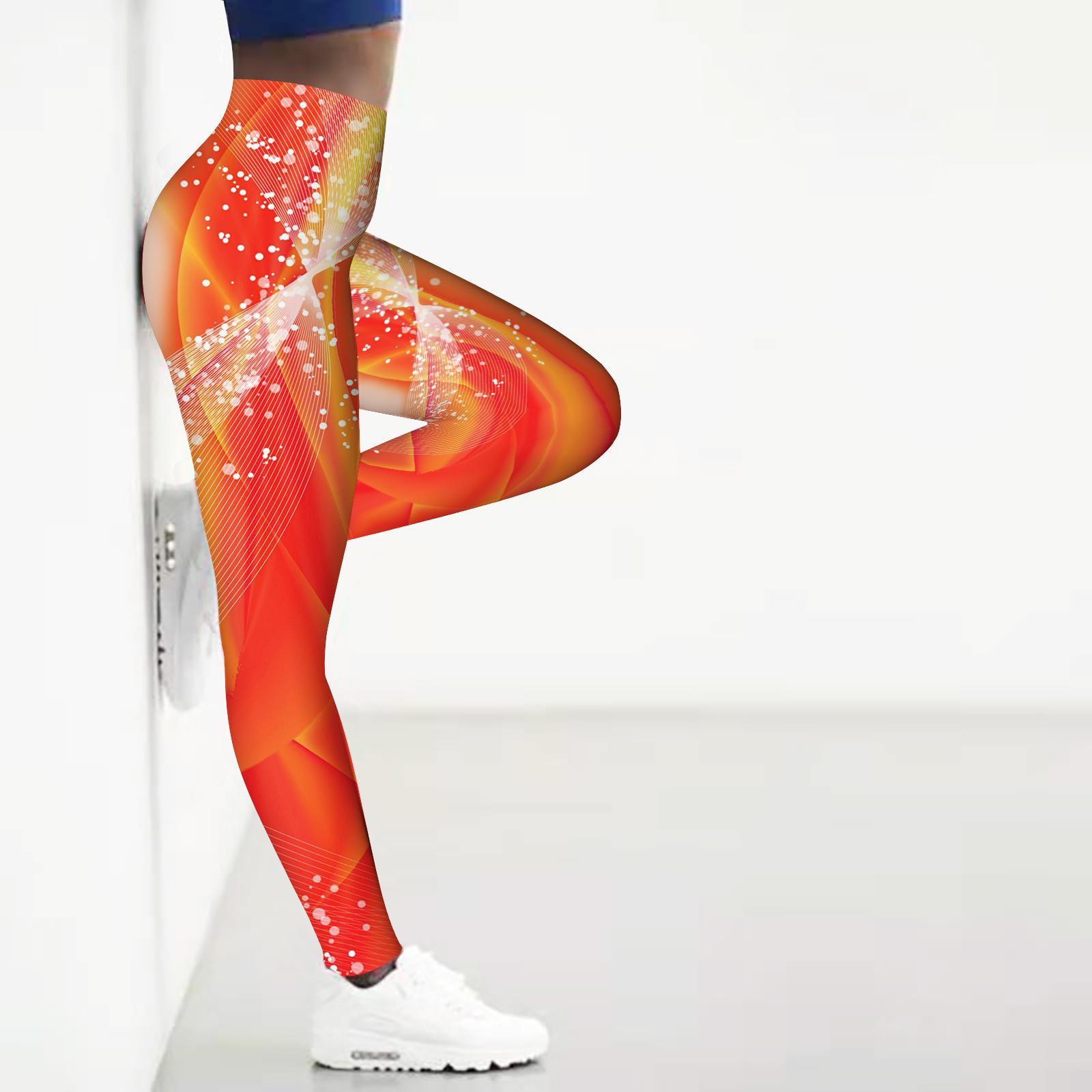 

Женские белые сетчатые принты эластичные леггинсы для йоги фитнеса бега спортзала спорта активных штанов XS красный