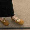 Women's Retro Suede Mary Jane 2026 Autumn Comfortable Non Slip Outdoor Casual Shoes Leopard Print Shallow Mouth Flat Shoes