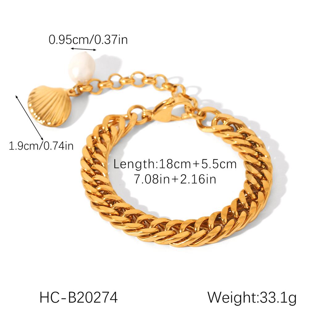 Simple Paper Clip Chain Freshwater Pearl Bracelet Fashion Gold Jewelry Long Lasting