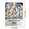 Mittelalterlicher Katzenkalender 2025 Seltsame Mittelalterliche Katzen Wandkalender 2025 Hässliche Mittelalterliche Katzen Kalender 12 Monate Januar bis Dezember