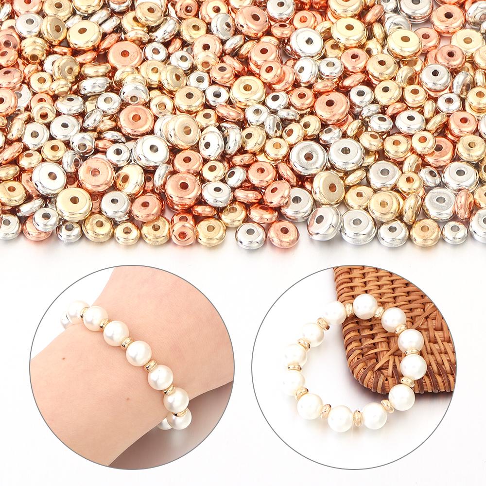 200-400pcs/Lot 4 5 6mm Round Flat Wheel Beads CCB Beads DIY Bracelet Necklace Loose Spacer Beads for Jewelry Making Wholesale