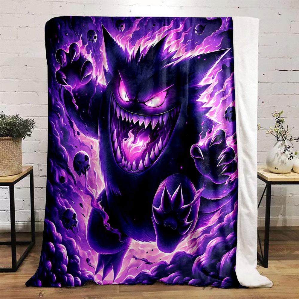 Gengar Purple Haunted Blanket bedroom Blanket for Livingroom Couch lunch break Soft Cozy throw for Friend's festival Gift