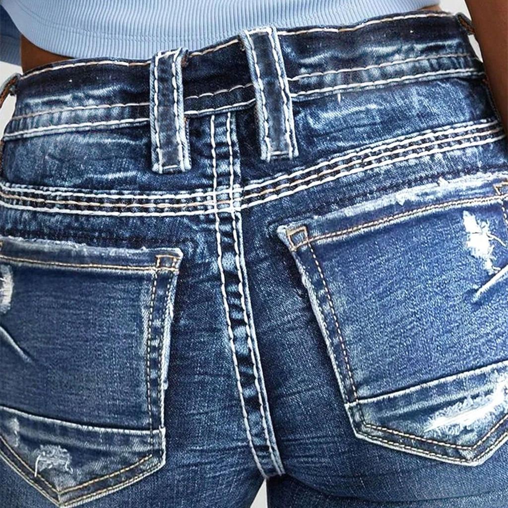 Women's Solid Color Casual Fashion Pants, Solid Color Versatile Slim Fit Jeans