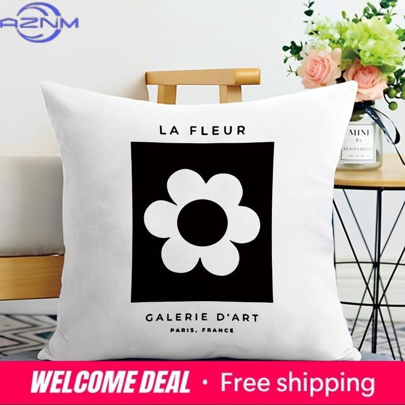 Black And White Ins Style Printed Decorative Pillowcase Bedroom Living Room Square Cushion Pillowcase