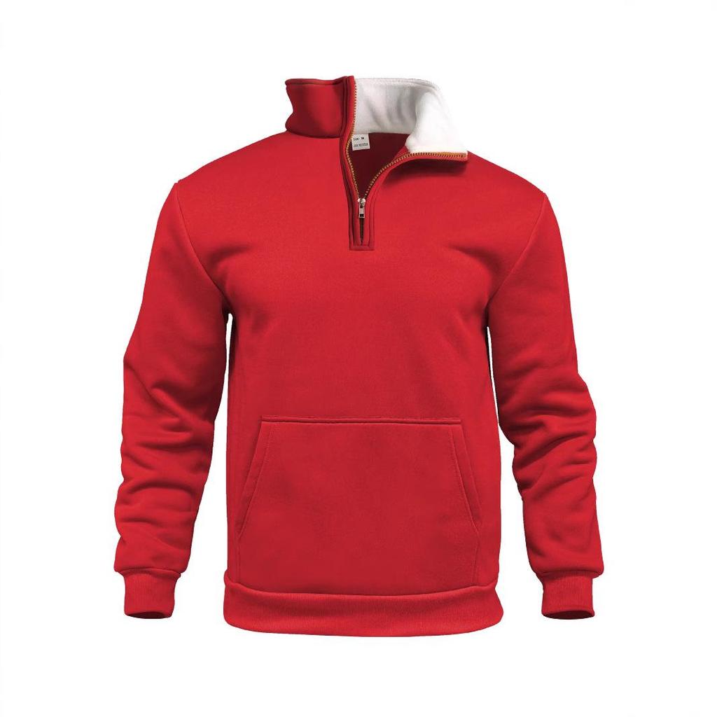 Men's Waffle Knit High Collar Half-Zip Pullover Sweatshirt - Autumn Casual Outdoor Style