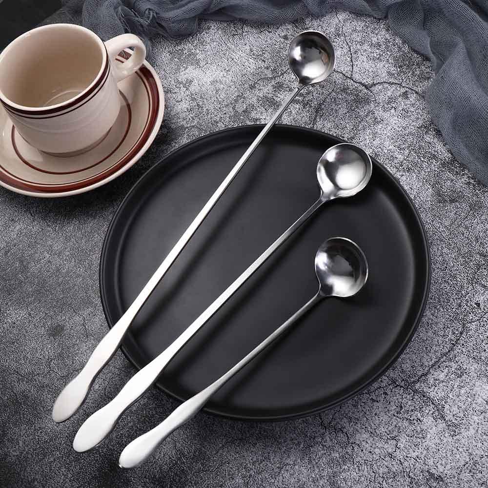 Stainless Steel Long Handle Ice Tea Teaspoon Cocktail Stirring Tool Mixing Stirrers Bar Spoon