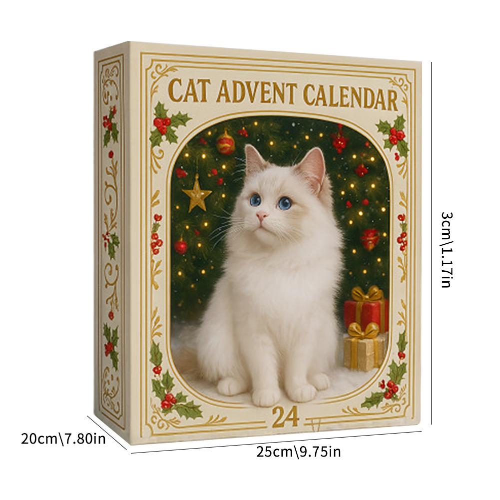 Cat Christmas Calendar Countdown 2D Acrylic Cute Cat Calendar with 24 Boxes Artistic Holiday Ornament for Women Men Boys Girls