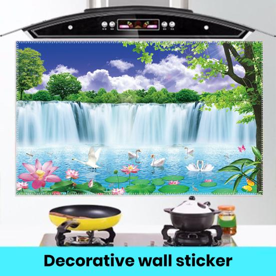 Oil-proof Kitchen Wall Sticker Goose Sea Fruit Self-adhesive Waterproof Heat Resistant Bathroom Kitchen Wall Art Decal Decoration