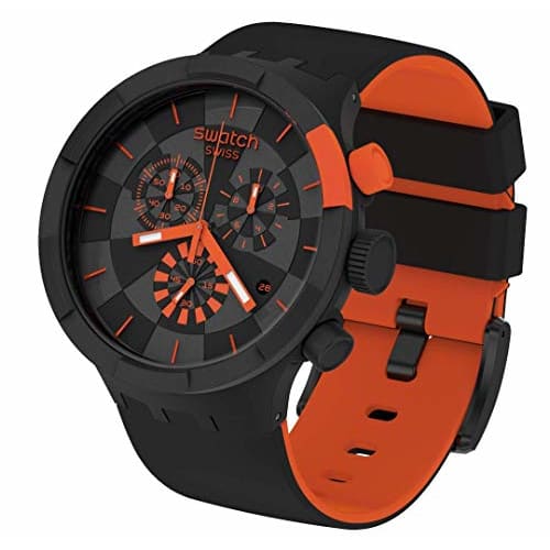 Swatch Quartz Silicone Strap 20 Casual Watch, Black, Modern
