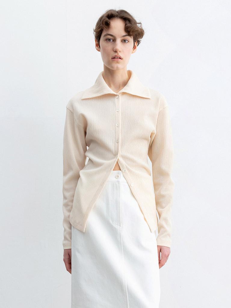 RRACE Pleats Blouse_Cream