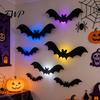 Spooky Party Supplies Halloween 3D Lighted Bat Wall Decor, Removable Felt Bats Stickers, Assorted Seasonal Atmosphere Accessories Size, LED
