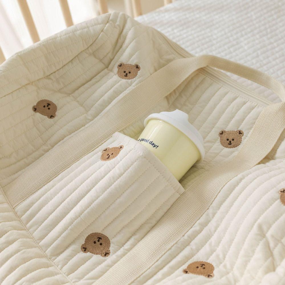 Foldable Embroidered Travel Bag Multi Functional Handheld Duffle Bag Fashion Cute Mommy Bag  Trip