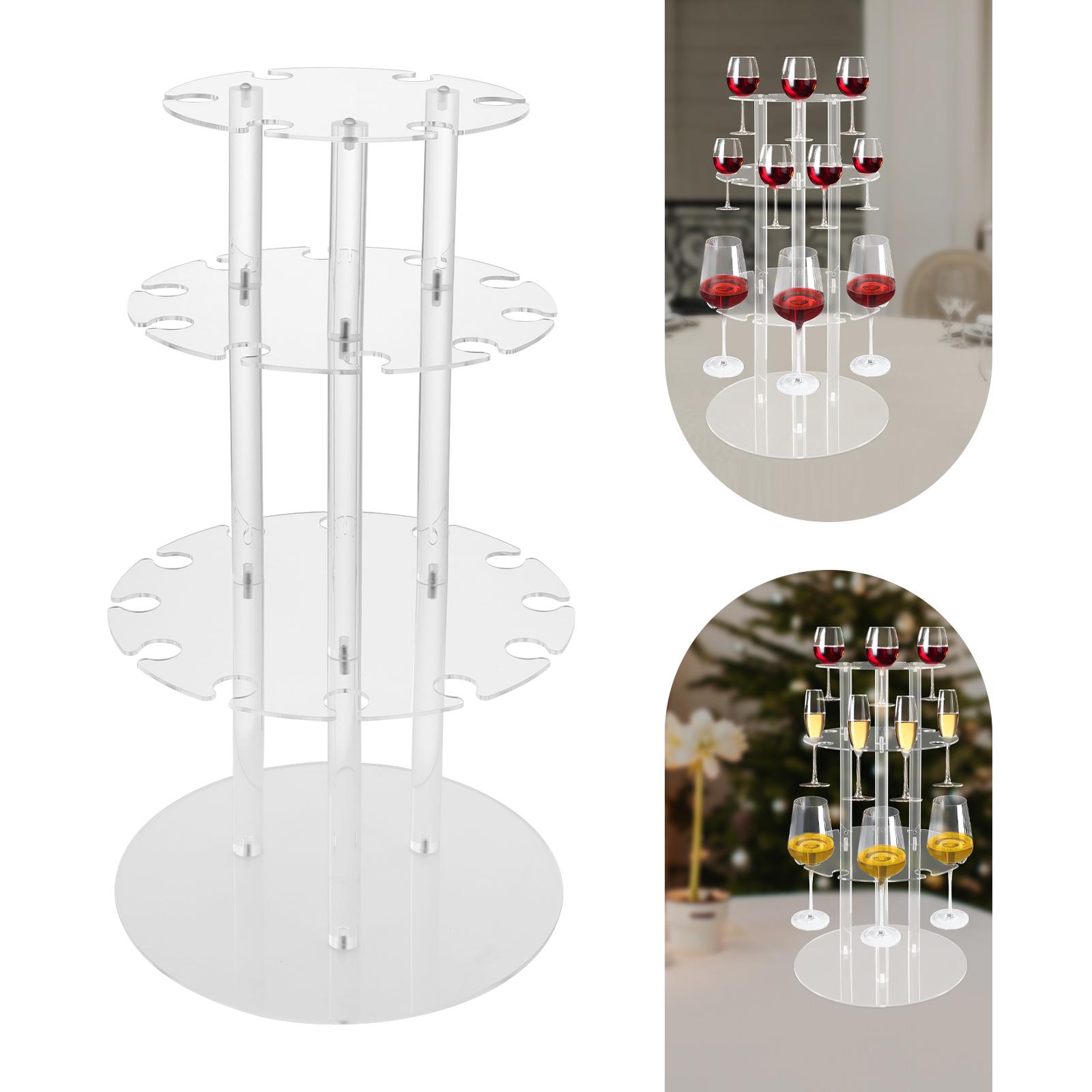 

3 Tier 28 Slots Champagne Display Rack Stand,Clear Circle Acrylic Champagne Display Rack Stand for Parties,Birthday Parties чистый